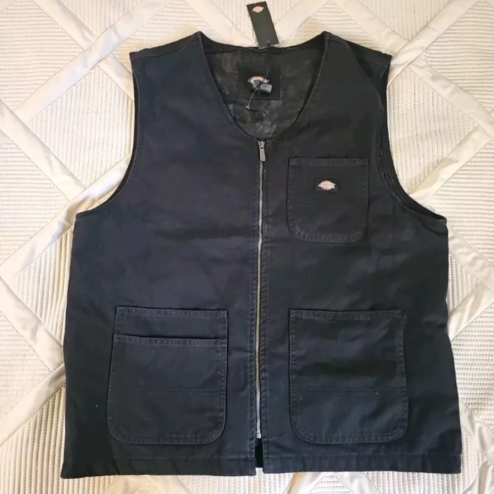 Dickies Black Utility Vest Zip-Up Style